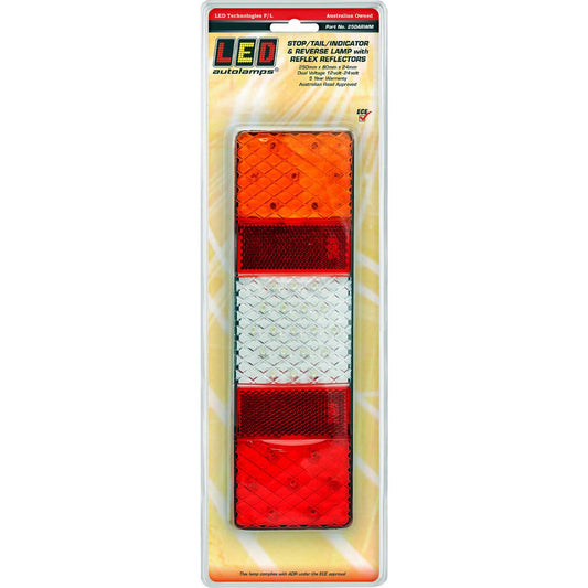 LED Autolamps 12/24V LED Stop/Tail/Indicator/Reverse Light With Reflectors Blister Pack - 250ARWM
