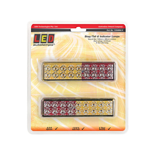 LED Autolamps Multi Volt Stop/Tail/Indicator With 18 Square LEDs Twin Blister - 135ARM/2