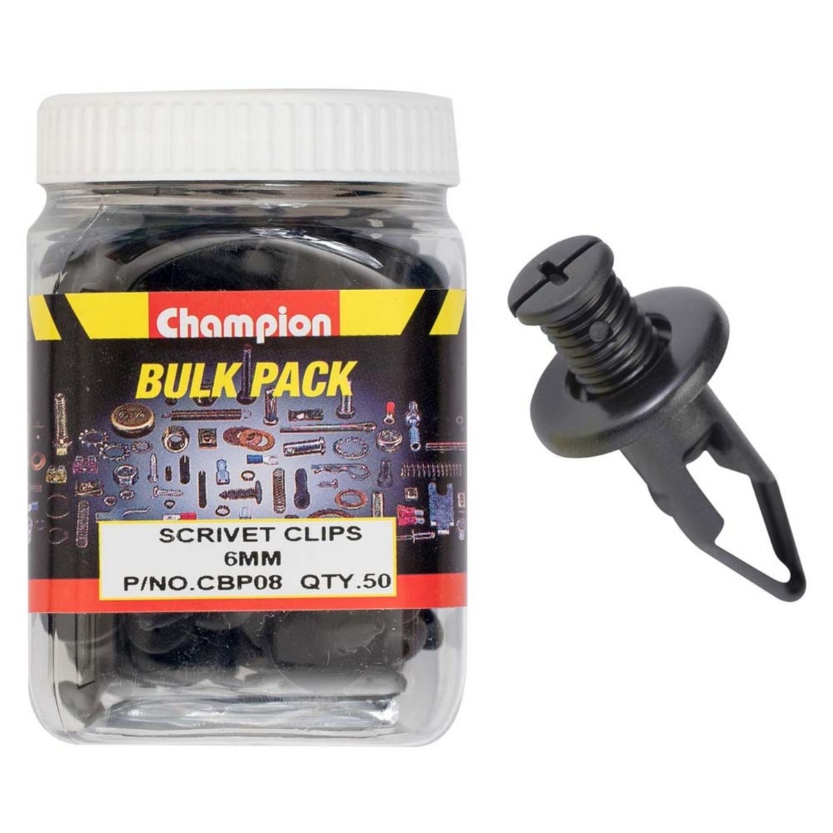 Champion Screw Type :Black Len:18mm Hole:6mm Hd:15mm - CBP08