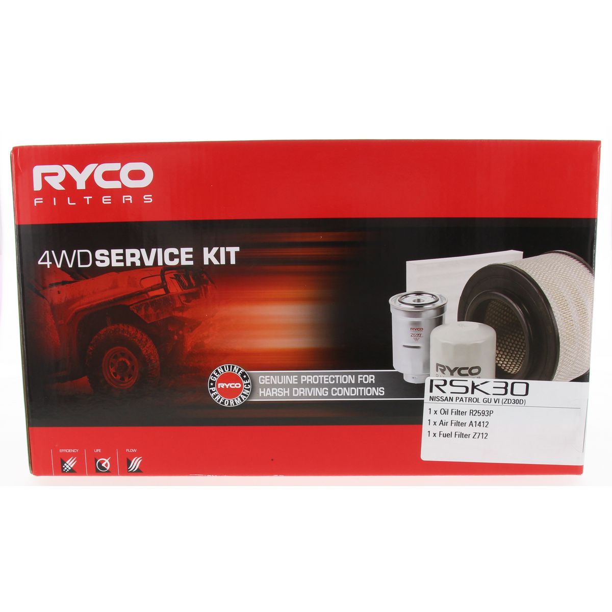 Ryco 4WD Filter Kit to suit Nissan Patrol GU ZD30DDTi - RSK30