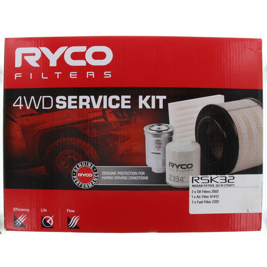 Ryco 4WD Filter Kit to suit Nissan Patrol GU IV TD42T - RSK32