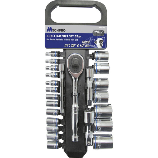 Mechpro Blue 3-In-1 Ratchet Set 24pc - MPBSK106K