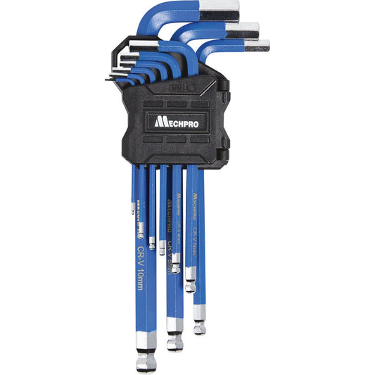 Mechpro Blue Hex Key Long Arm Set Metric 9pc - MPBHK102K