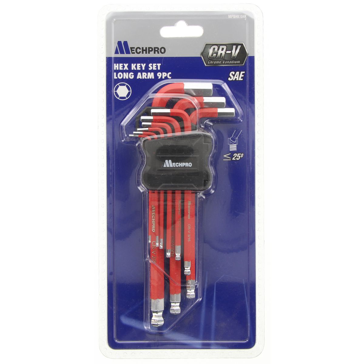 Mechpro Blue Hex Key Long Arm Set SAE 9pc - MPBHK104K