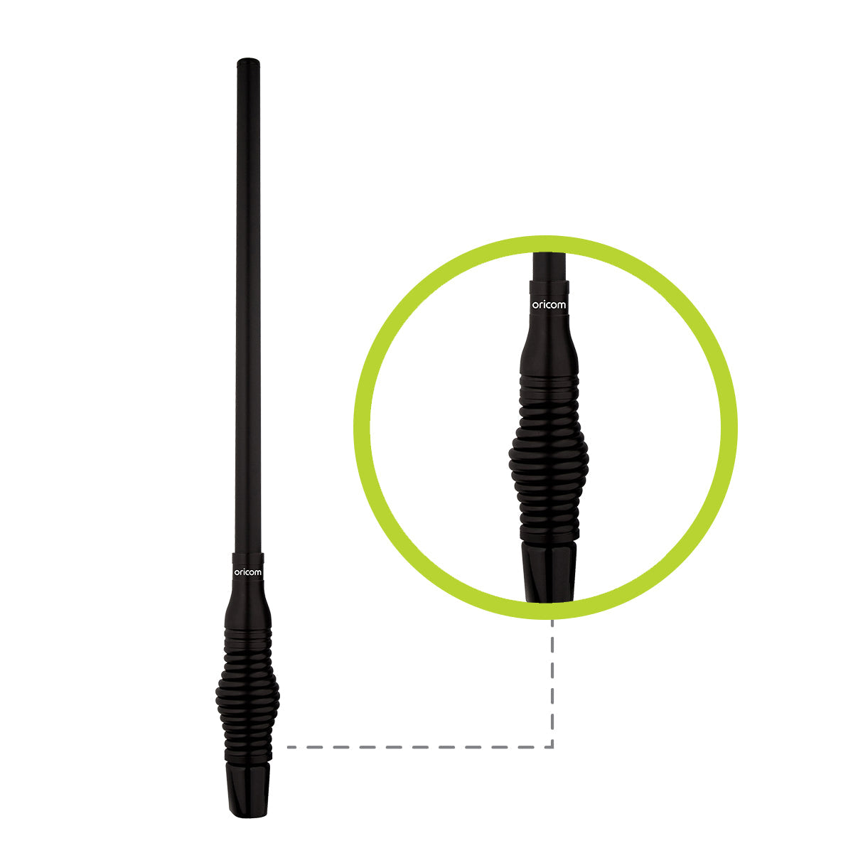 Oricom 3dBi UHF CB Fibreglass Radome Antenna With Heavy Duty Spring Base - ANU930