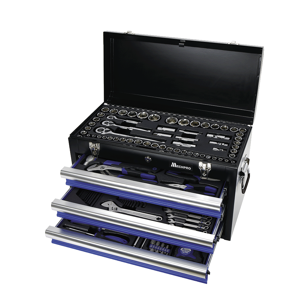 Mechpro Blue Tool Kit with 3 Drawer Chest 1/4In, 3/8In & 1/2In Drive 248pc - MP215KCRV