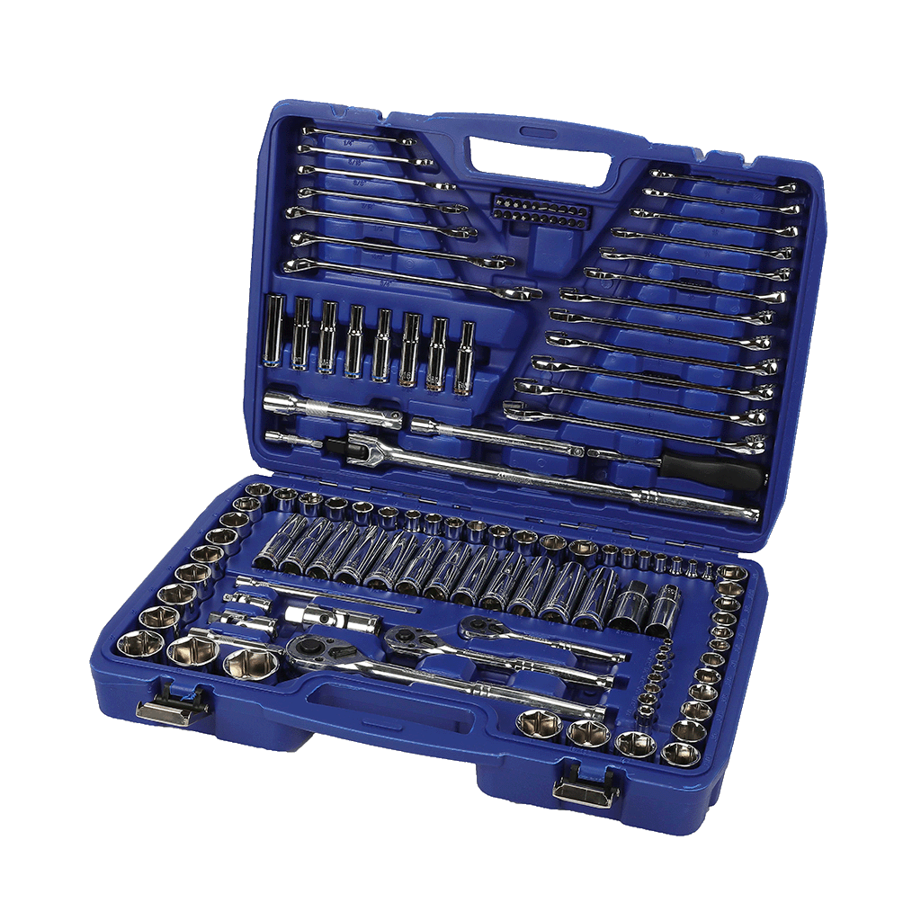 Mechpro Blue Automotive Tool Kit Metric/SAE 1/4In, 3/8In & 1/2In Drive 128pc - MP220KCRV
