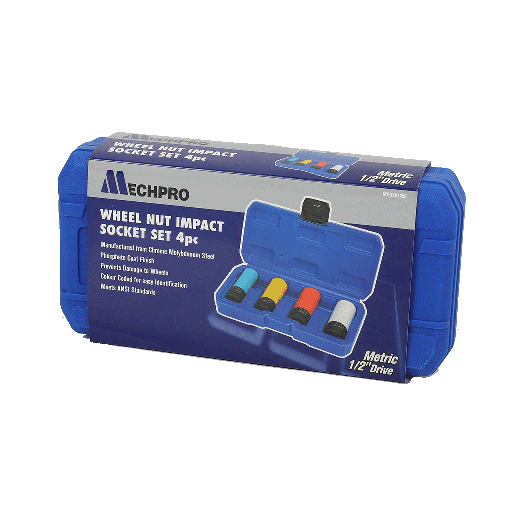 Mechpro Blue 1/2In Square Drive Wheel Nut Set 4pc - MPBSK135K