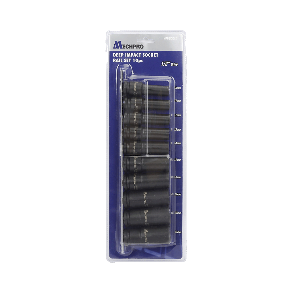 Mechpro Blue Deep Impact Socket Set Metric 1/2In Drive 10pc - MPBSK139K