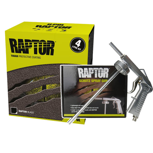 Raptor Tough Protective Coating 4 Bottle Kit Black With Bonus Gun - RLB/S4-AU-G