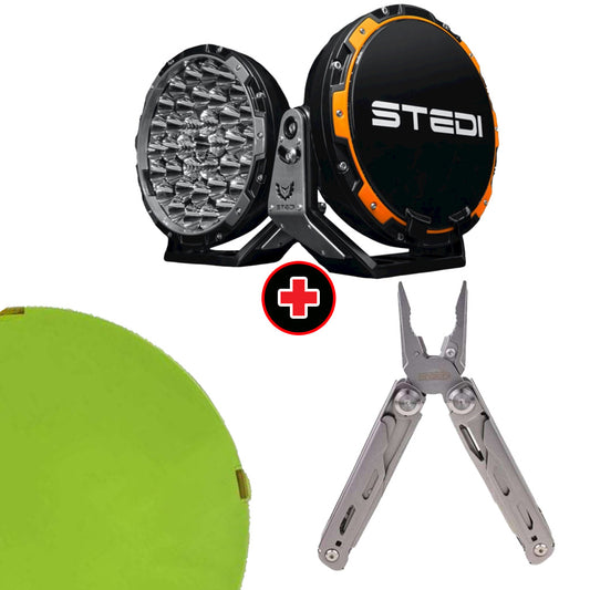 STEDI Type-X Pro LED Driving Lights with Green Cover and Snatch Multi-Function Tool Bundle
