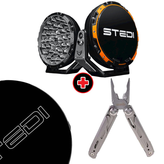STEDI Type-X Pro LED Driving Lights with Stencil Cover and Snatch Multi-Function Tool Bundle